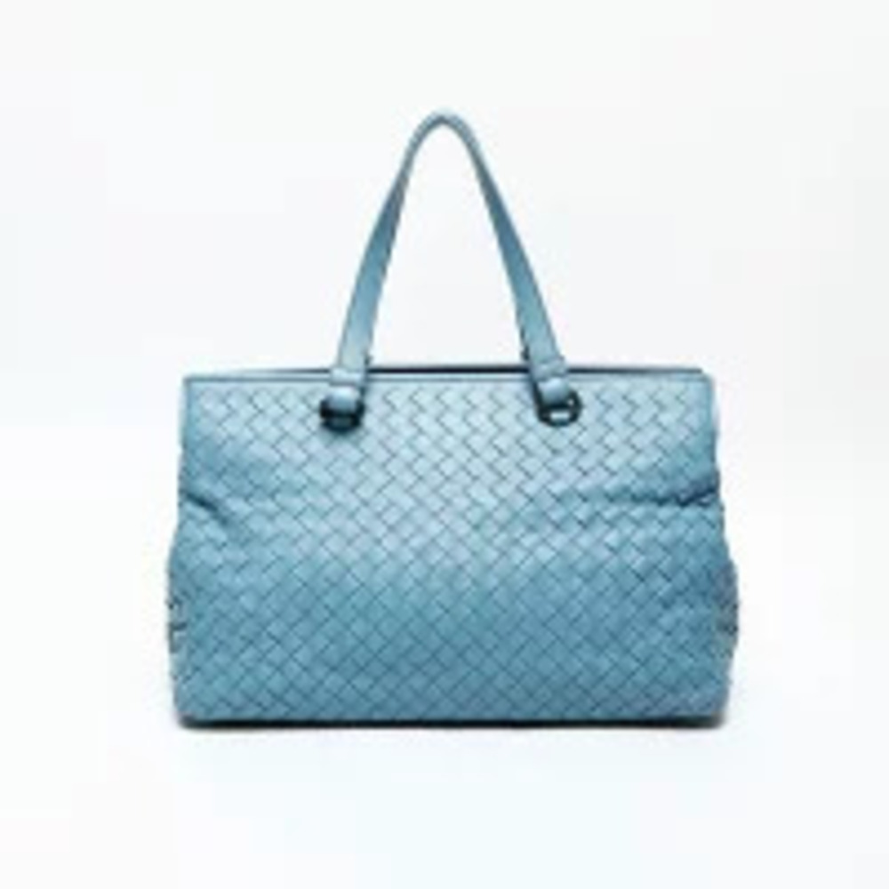 Bottega Veneta Intrecciato Roma Shoulder Bag Blue